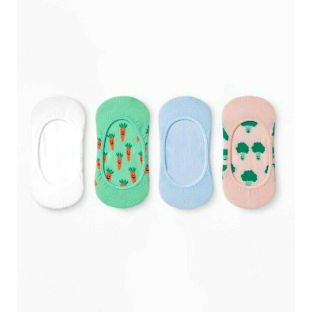 Cat & Jack Girls Sock Liners With Heel Grips Small 4 Pairs Multicolor